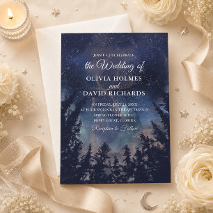 Celestial Starry Night Forest Wedding Invitation