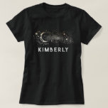 Celestial Starry Night Moon and Stars Mystical T-Shirt<br><div class="desc">Crescent moon and stars celestial black T-Shirt</div>