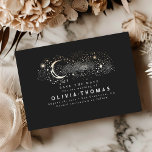 Celestial Starry Night Moon Black Save the Date<br><div class="desc">Starry night and crescent moon black non-photo save the date cards</div>