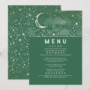 Celestial Starry Night Moon Wedding Menu Invitation