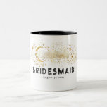 Celestial Starry Night Mystical Romantic Wedding Two-Tone Coffee Mug<br><div class="desc">Moon and stars celestial black white and gold mug perfect for any party</div>