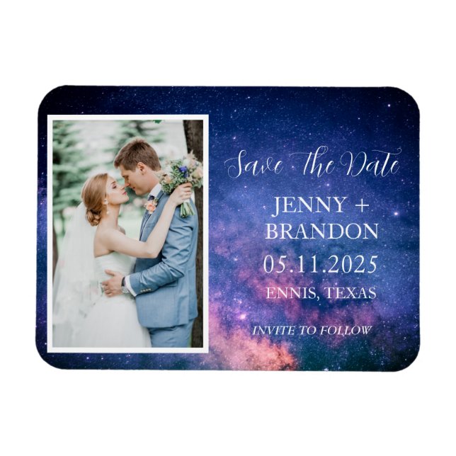 Celestial Starry Night Sky Galaxy Photo Romantic Magnet (Horizontal)