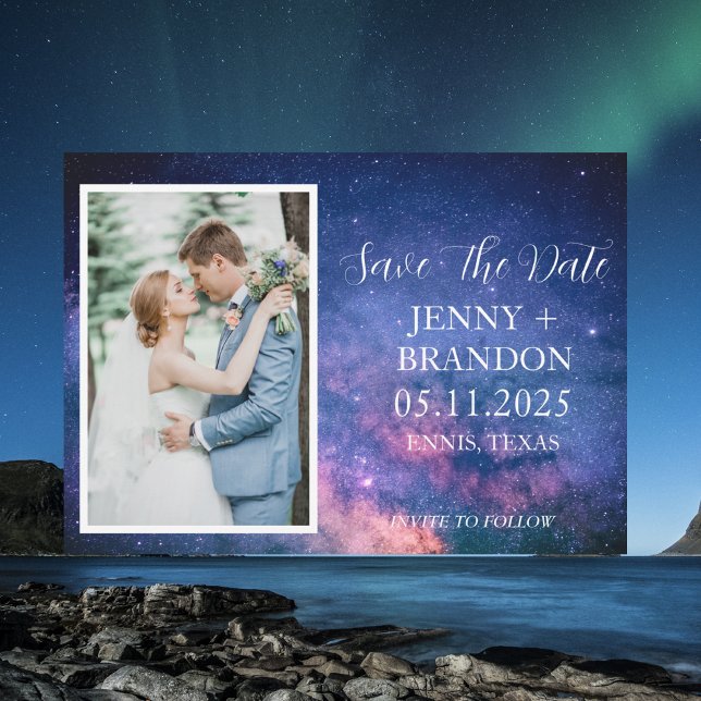 Celestial Starry Night Sky Galaxy Photo Romantic Save The Date (Creator Uploaded)