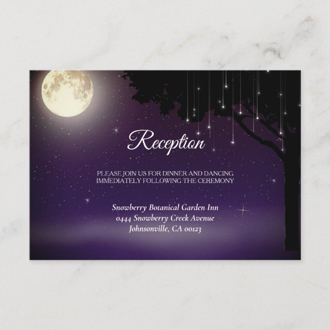 Celestial Starry Night String Lights Wedding Enclosure Card (Front)