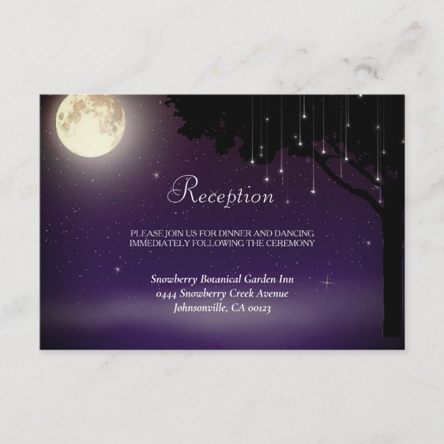 Celestial Starry Night Tree String Lights Wedding Enclosure Card (Front)
