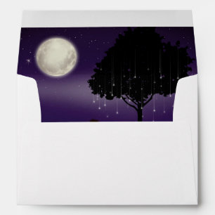 Celestial Starry Night Tree String Lights Wedding Envelope
