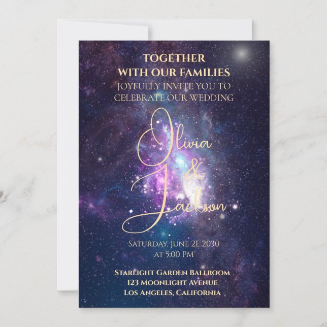 Celestial Starry Night Wedding Invitation (Front)