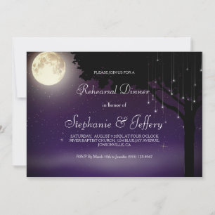 Celestial Starry Night Wedding Rehearsal Dinner Invitation
