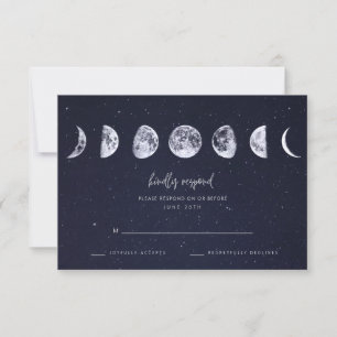 Celestial Starry Sky Moon Phases Wedding RSVP Card
