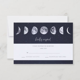 Celestial Starry Sky Moon Phases Wedding RSVP Card
