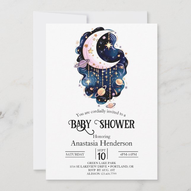 Celestial Starry Stars Baby Shower Invitation (Front)