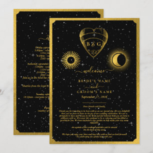 Celestial Stars Crescent Moon Wedding Itinerary Program
