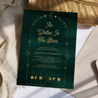 Celestial Stars Emerald Gold Moon Bridal Shower