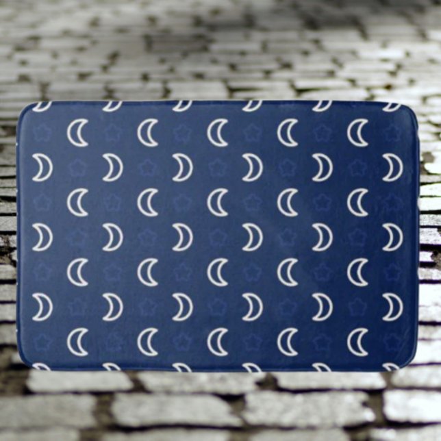 Celestial Stars & Moon Bath Mat – Navy Blue (Creator Uploaded)