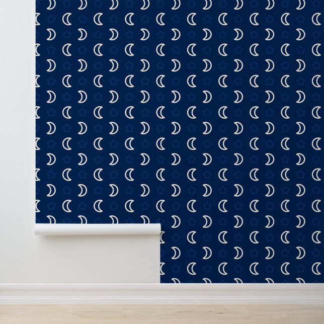 Celestial Stars & Moon Wallpaper – Navy Night Sky (Application)