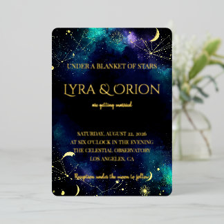 Celestial Stars | Navy Teal Gold Galaxy | Wedding 