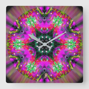 Celestial Stellar Kaleid Square Wall Clock
