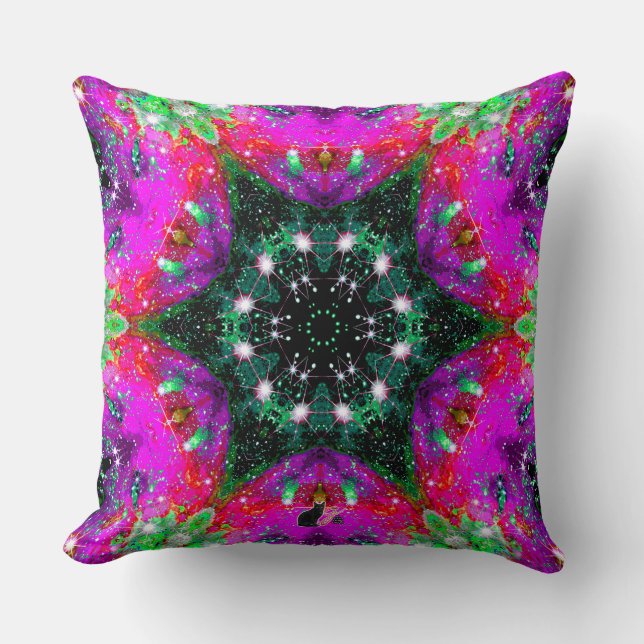 Celestial Stellar Kaleid Throw Pillow (Front)