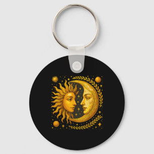 Celestial Sun And Moon  Keychain