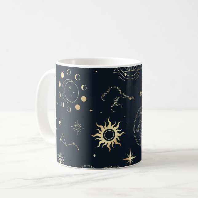 Celestial Sun and Moon Mystical  Coffee Mug (Front Left)