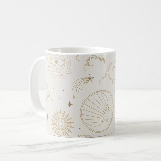 Celestial Sun and Moon Mystical Coffee Mug (Front Left)