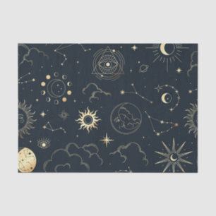 Celestial Sun and Moon Mystical Elements  Tissue P Paper