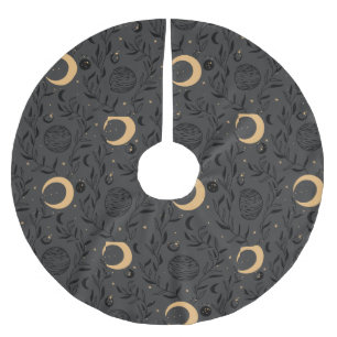 Celestial Sun and Moon Pattern Brushed Polyester Tree Skirt