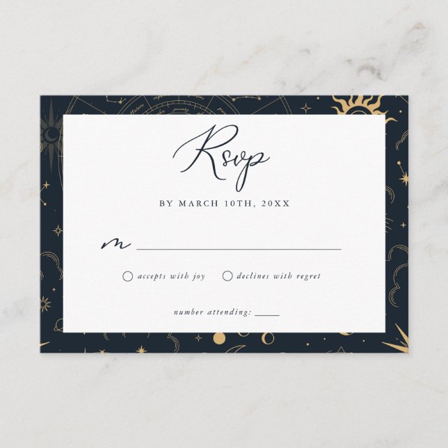 Celestial Sun and Moon Stars RSVP Card (Front)