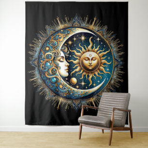 Celestial Sun and Moon  Tapestry