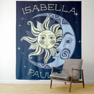 Celestial Sun and Moon  Tapestry