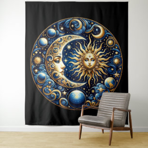 Celestial Sun and Moon  Tapestry