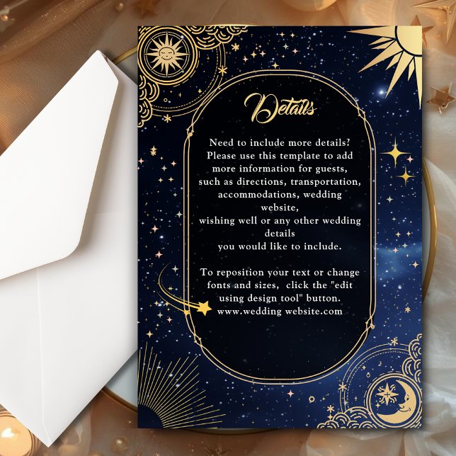 Celestial sun and moon wedding details  enclosure card (Creator Uploaded)