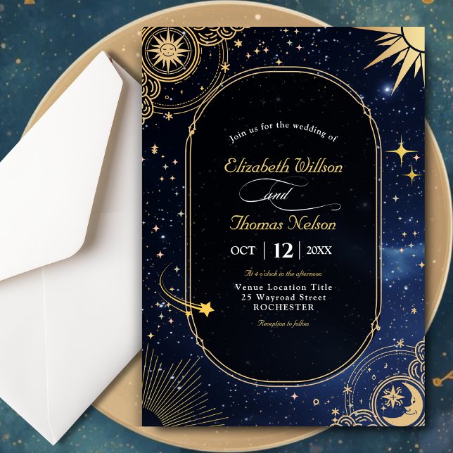 Celestial sun and moon wedding invitation (Creator Uploaded)