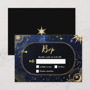 Celestial sun and moon wedding RSVP card