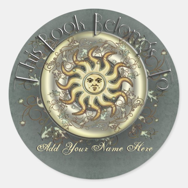 Celestial Sun Bookplate Stickers (Front)