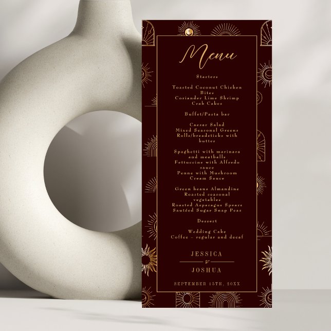 Celestial Sun Crescent Moon Burgundy Golden Menu (Creator Uploaded)