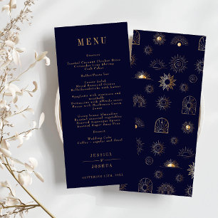 Celestial Sun Crescent Moon Golden Navy  Menu