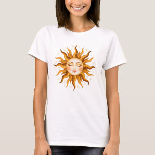 Celestial Sun Face Vintage Boho Art  T-Shirt