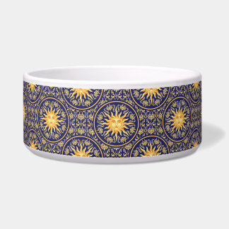 ‘Celestial Sun Magic’ Blue Ceramic Pet Bowl