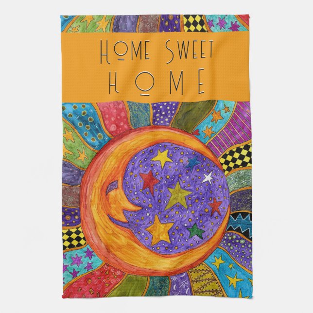 Celestial Sun, Moon and Stars Kitchen Towel (Vertical)
