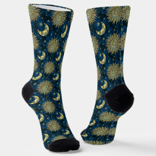 Celestial Sun Moon and Stars Pattern Socks