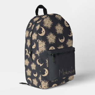 Celestial Sun, Moon and Stars Personalized Printed Backpack