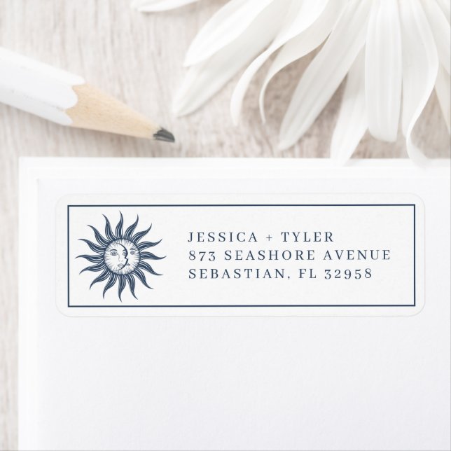 Celestial Sun & Moon Blue Wedding Invitation (Insitu)