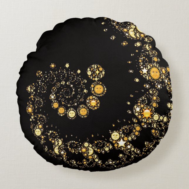 Celestial sun moon emoji symbol emojis hipster round pillow (Front)