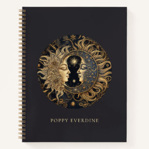 Celestial Sun Moon Face Personalized  Notebook