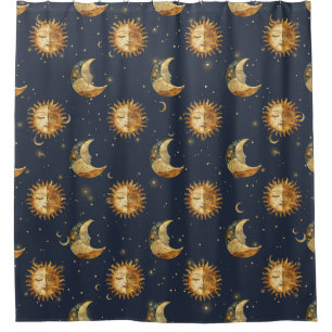Celestial Sun & Moon Gold Starry Night Pattern (1)