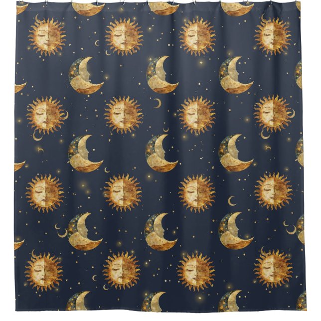 Celestial Sun & Moon Gold Starry Night Pattern (1) (Front)