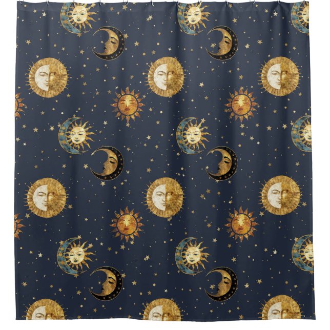 Celestial Sun & Moon Gold Starry Night Pattern (2) (Front)