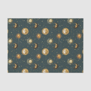 Celestial Sun & Moon Gold Starry Night Pattern (3) Tissue Paper