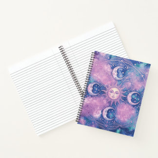 Celestial Sun & Moon Mandala Galaxy Nebula Notebook